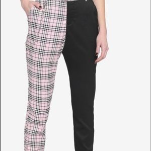 Black and Pink Plaid Split pants